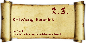 Krivácsy Benedek névjegykártya